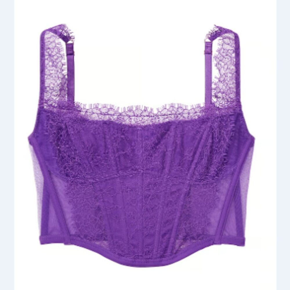 Victoria's Secret DREAM ANGELS‎ Lace Corset Top - Purple - Small - Picture 2 of 7